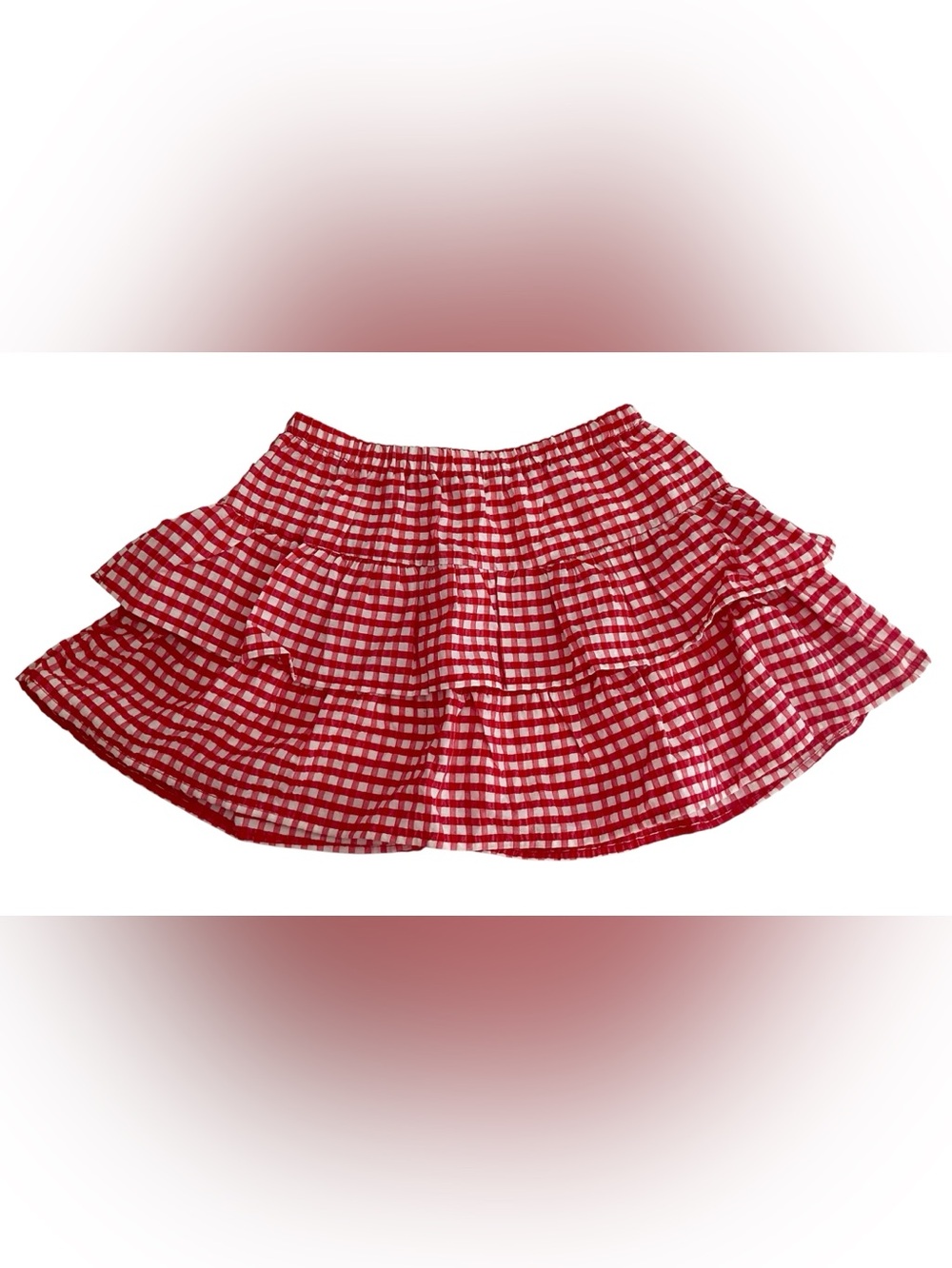 NWT Wild Fable Red Gingham Tiered Ruffle Mini Skort